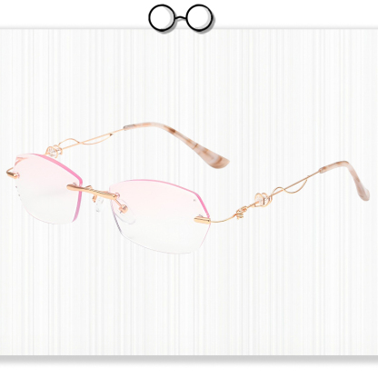 Fashion Rimless Diamond-Cut Blue Light Blocking Glasses for Women