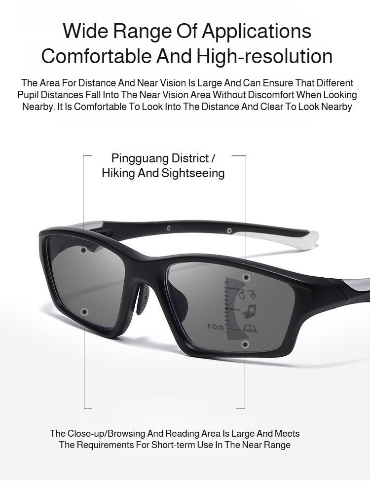 Dual-purpose near and far vision glasses close-up