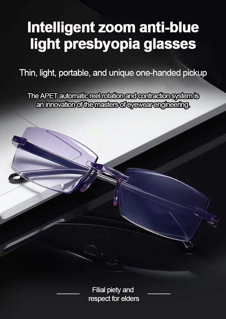 Smart reading glasses with adjustable zoom feature