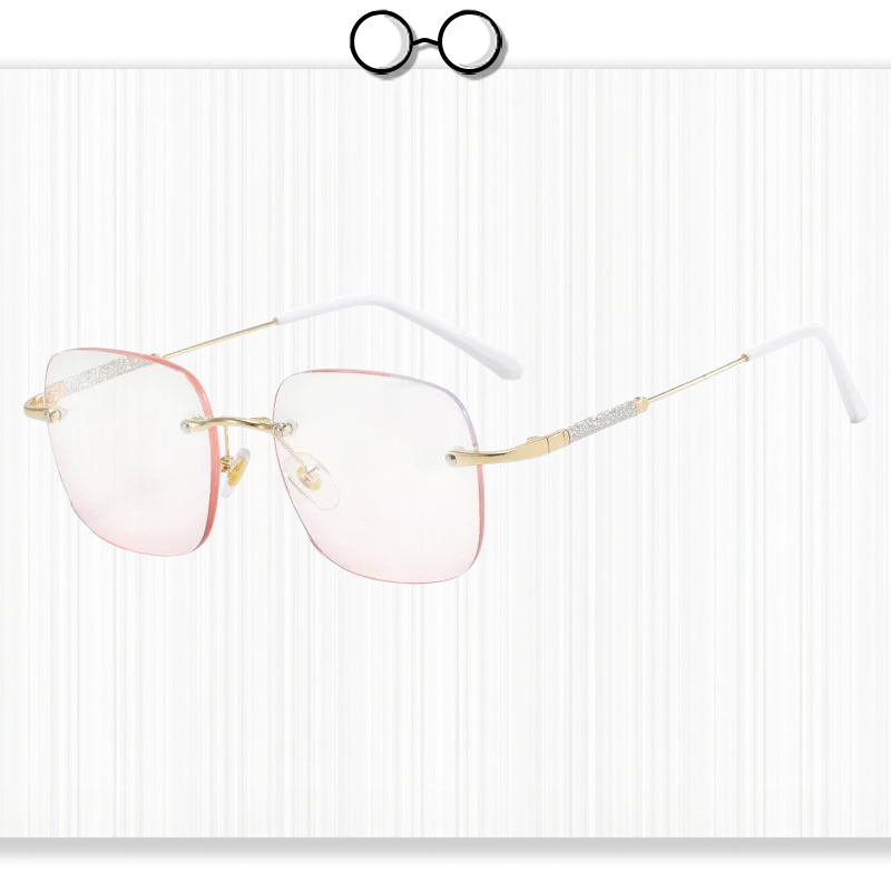 Stylish Rimless Reading Glasses with Blush Accent 