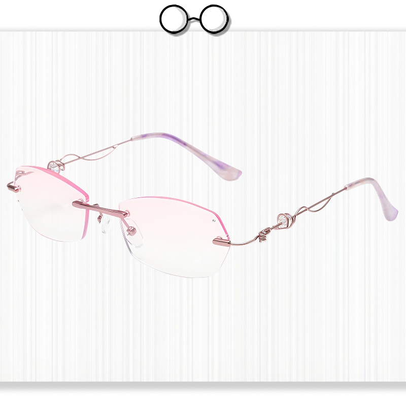 Fashion Rimless Diamond-Cut Blue Light Blocking Glasses for Women