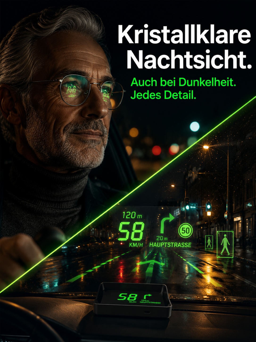 [Kostenloser Versand] Intelligentes KI-HUD-Display 🚗 | Technologie wie im Kampfjet | GPS-Tachometer | Sichere Nachtsicht 👁️