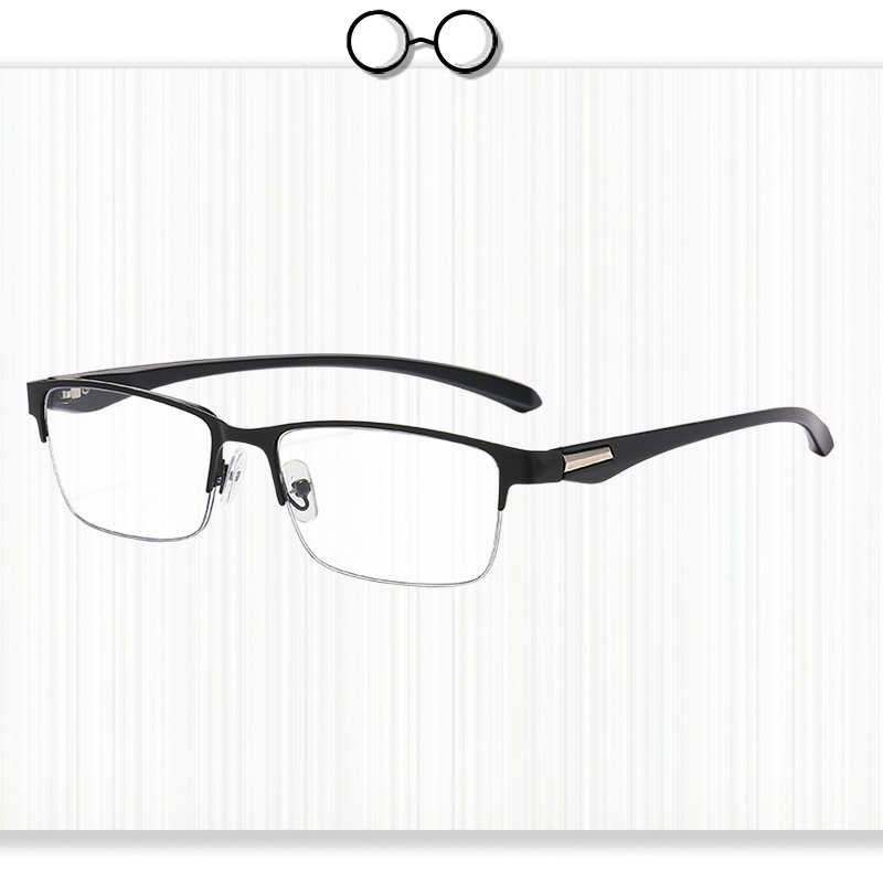 Multi-focus Ultra-light Brushed Semi-rimless Triple Protection Reading Glasses