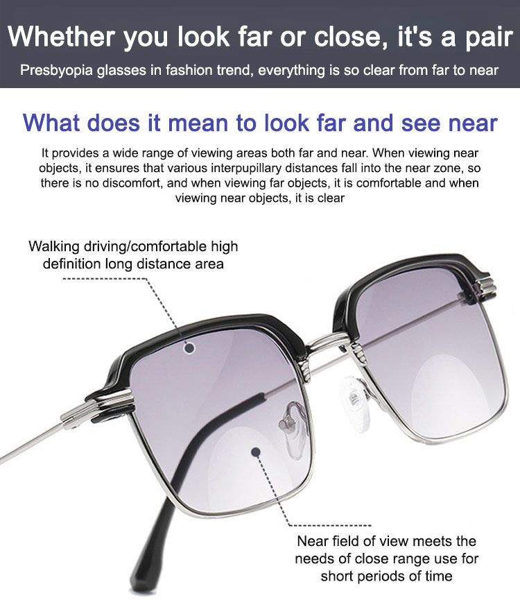 Side view of stylish progressive multifocal glasses