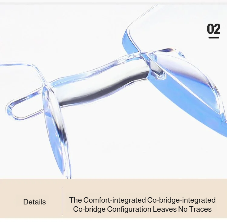 Comfortable nose pads on HD frameless reading glasses