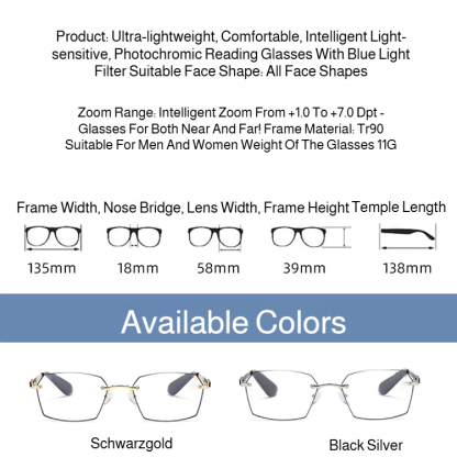 Ultra-Light Comfortable Photochromic Anti-Blue Light Reading Glasses