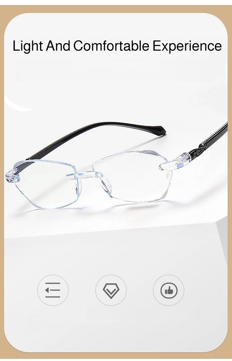 Close-up of HD blue light blocking reading glasses lens