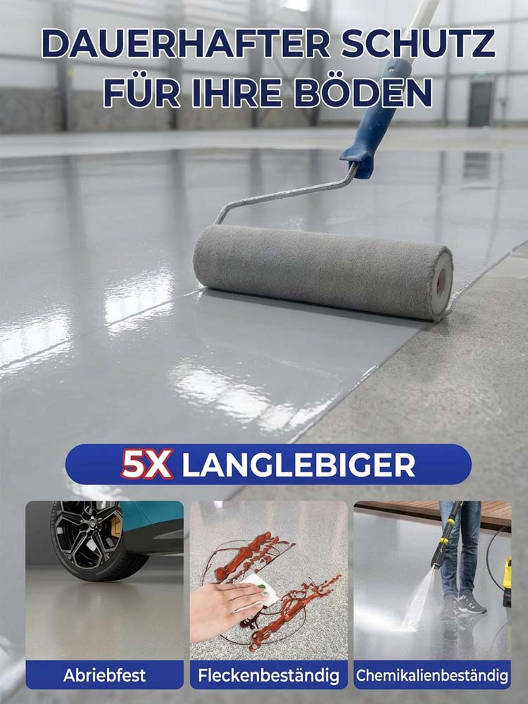 【50 % Rabatt, 15 Jahre Garantie】 Selbstverlaufende Profi-Bodenbeschichtung – spart 3.000 € Handwerkerkosten | Eine Dose für 50 m²