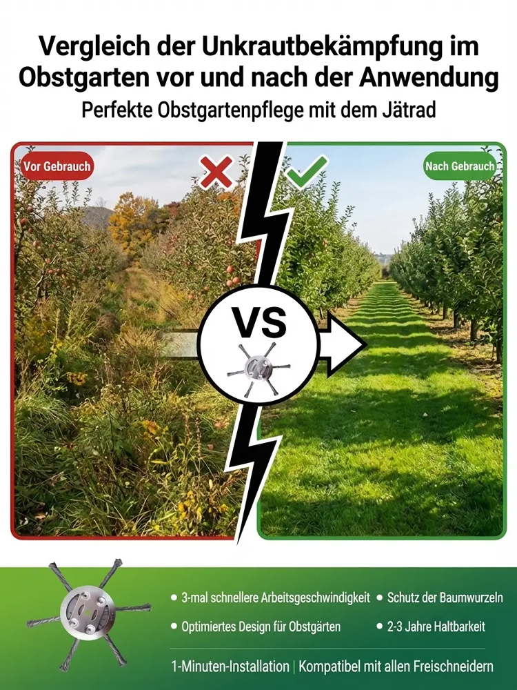 🚀 Tschüss Rückenschmerzen! Universelles Unkrautbürstenrad aus Stahldraht: In nur 10 Minuten den ganzen Garten sauber | Kompatibel mit 99% aller Trimmer