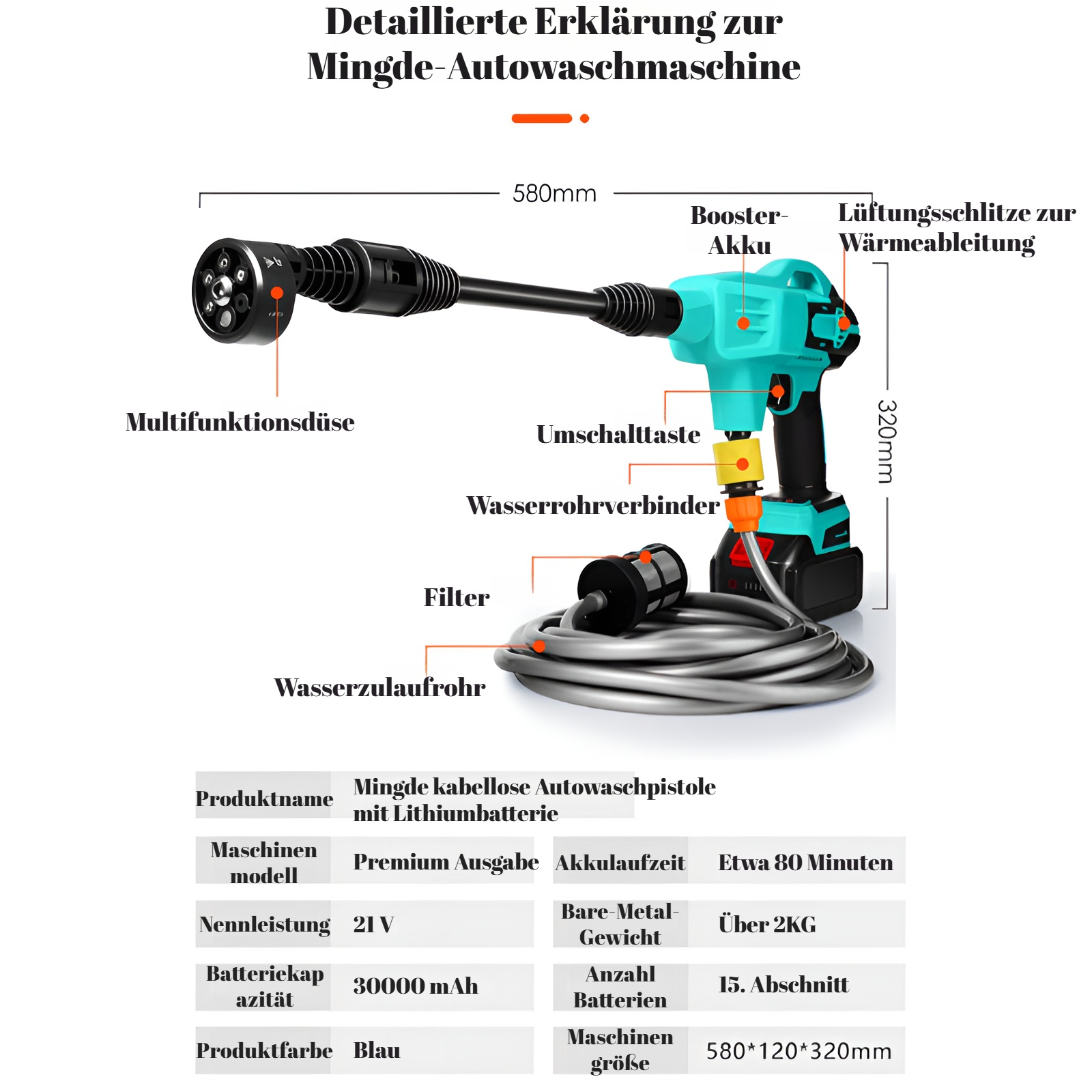 Kompakte Autowaschpistole für schnellen Einsatz