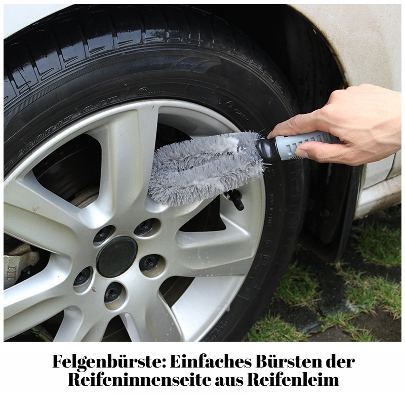 Anwendung des Reinigungsbürsten-Sets an einem Auto