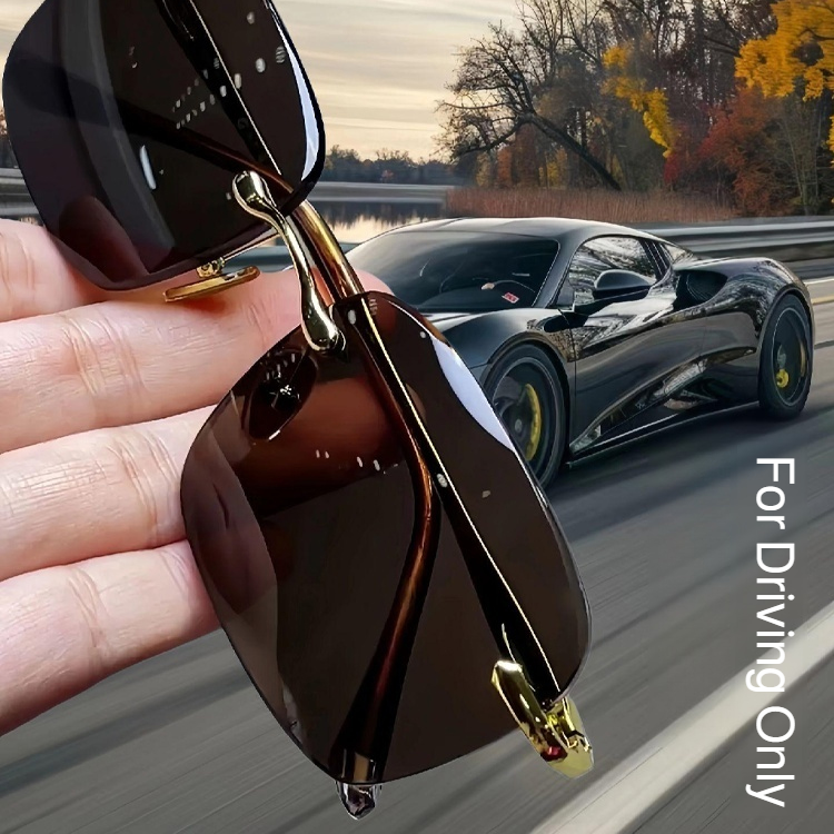 Crystal Stone Rimless Protective Sunglasses