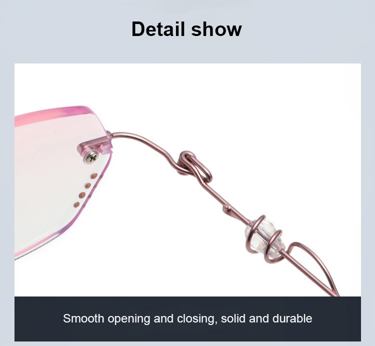 Rimless diamond-cut glasses for computer and screen use