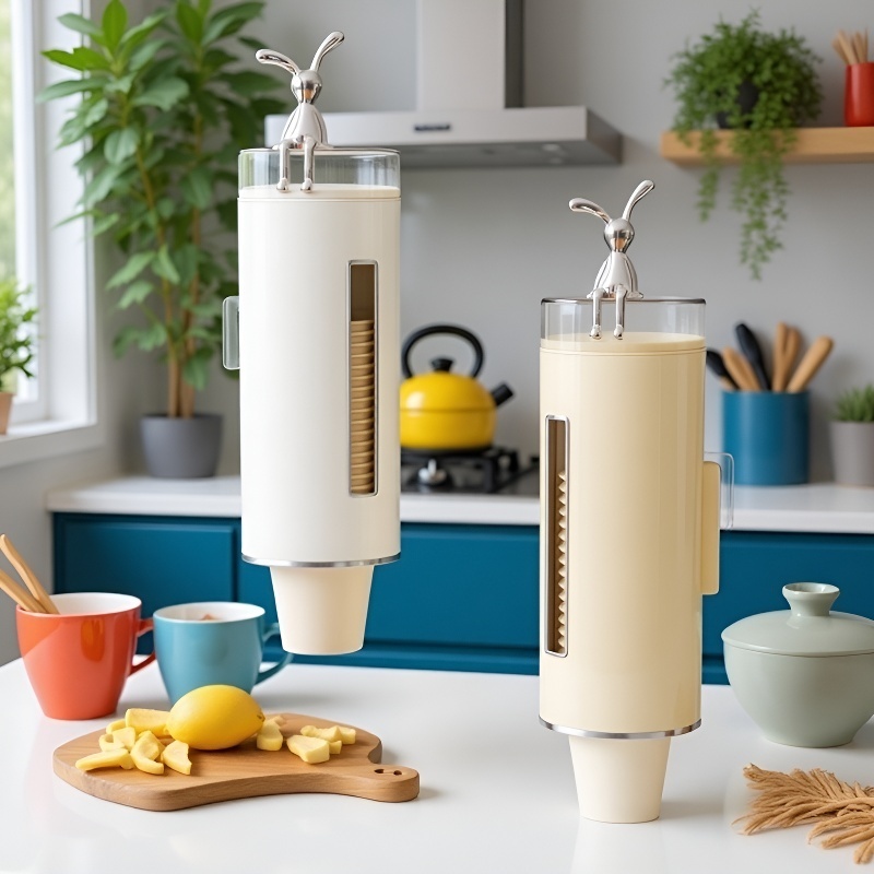 Estante de pared para vasos de papel con protección contra el polvo