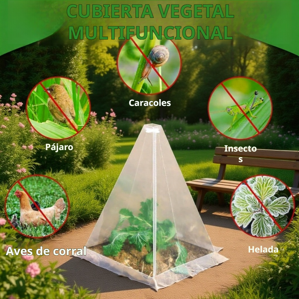 Cono protector para plántulas contra heladas y aves – Cubierta verde tipo campana para plantas