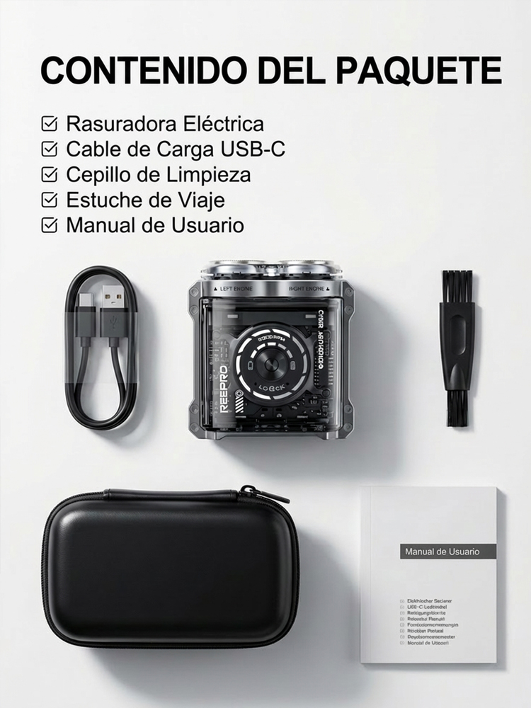 Rasuradora Magnética Cyber-Mecha: 60 días de batería, rasurado al ras, ¡filo eterno! 🤖🧲🔋🪒