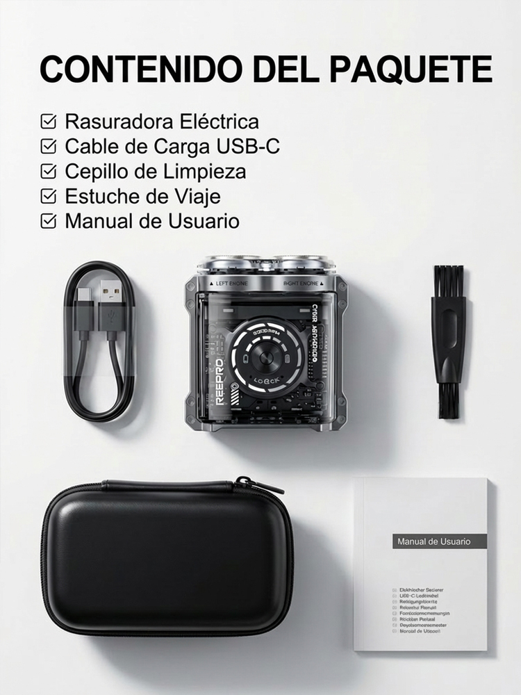 Rasuradora Magnética Cyber-Mecha: 60 días de batería, rasurado al ras, ¡filo eterno! 🤖🧲🔋🪒