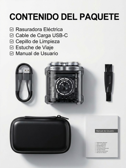 Rasuradora Magnética Cyber-Mecha: 60 días de batería, rasurado al ras, ¡filo eterno! 🤖🧲🔋🪒