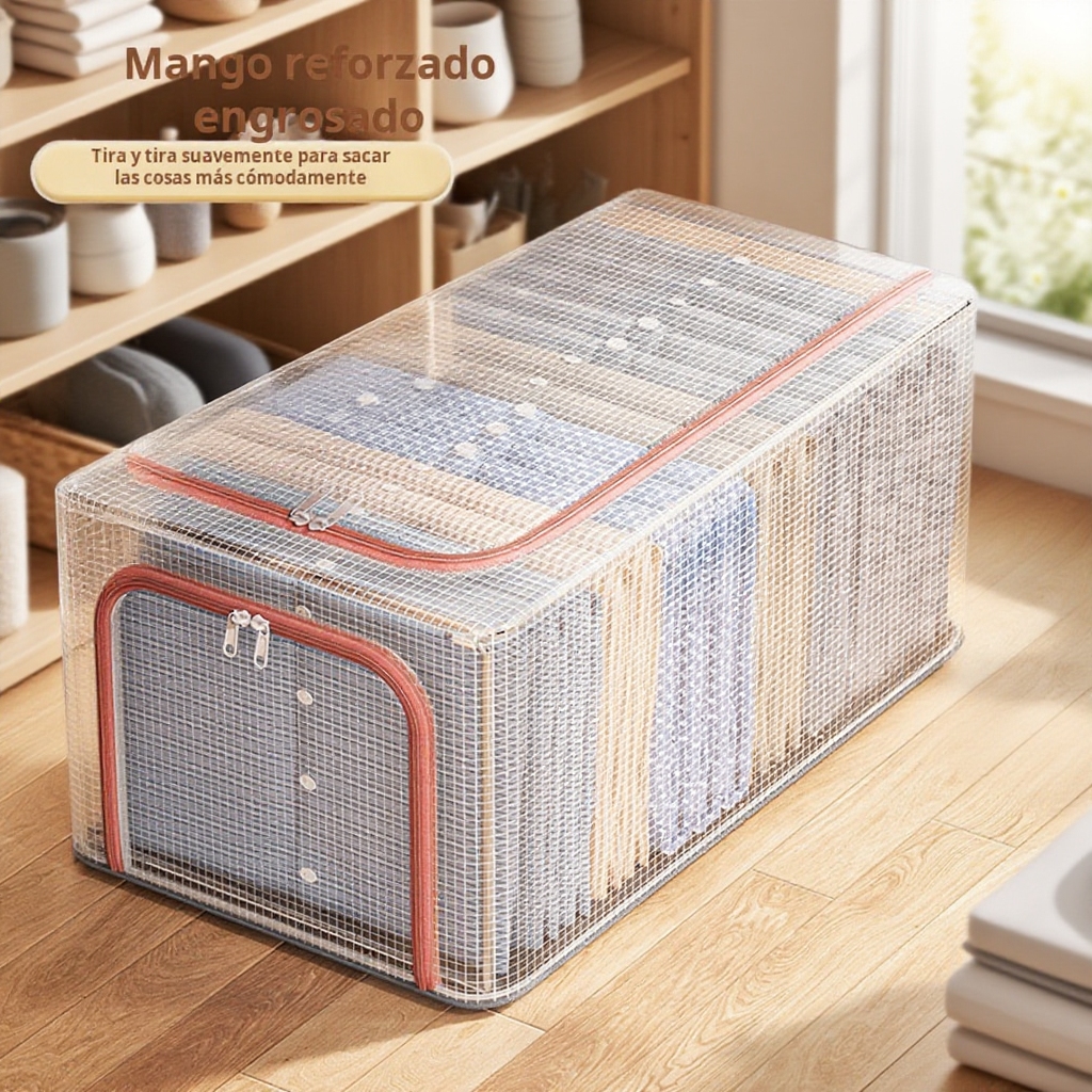 Gran caja de almacenamiento transparente y resistente para ropa