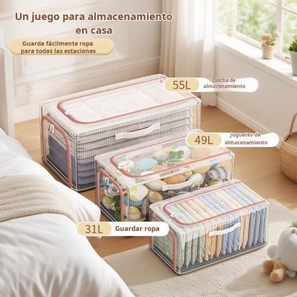 Gran caja de almacenamiento transparente y resistente para ropa