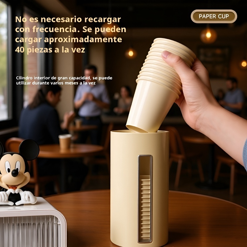 Estante de pared para vasos de papel con protección contra el polvo