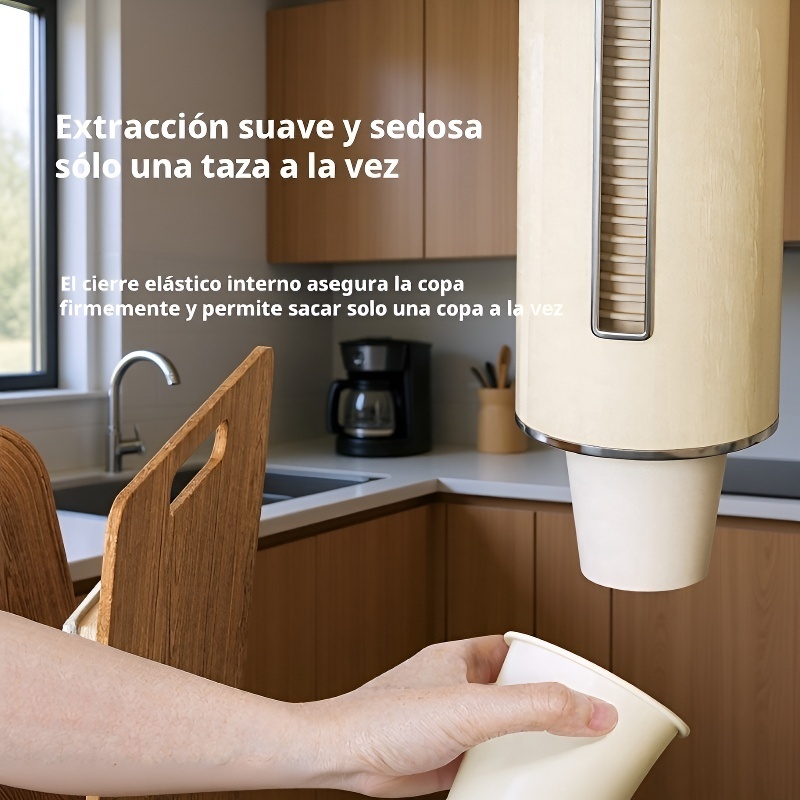 Estante de pared para vasos de papel con protección contra el polvo