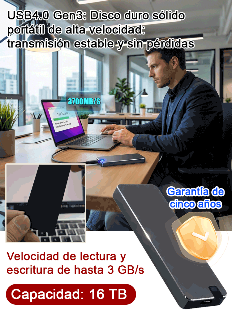 ¡Nivel Profesional! 💼 Disco Duro Portátil USB4.0 Gen3 de Gama Alta. 🌟