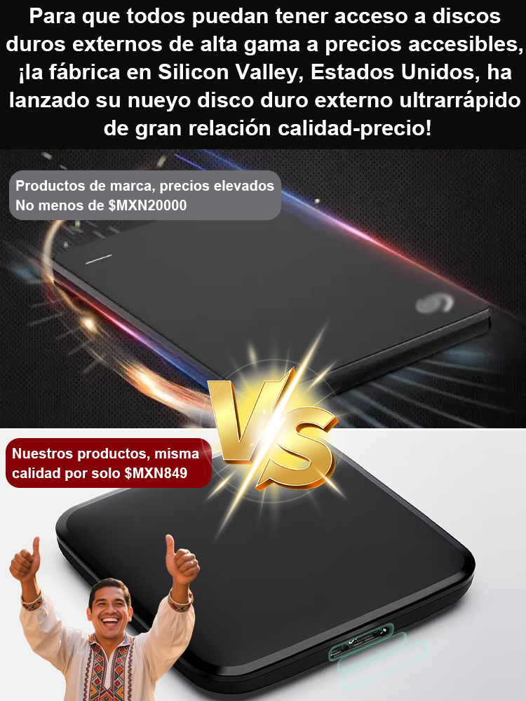 ¡Calidad profesional! 💼 Disco duro portátil USB 3.0 de primera línea. 🌟