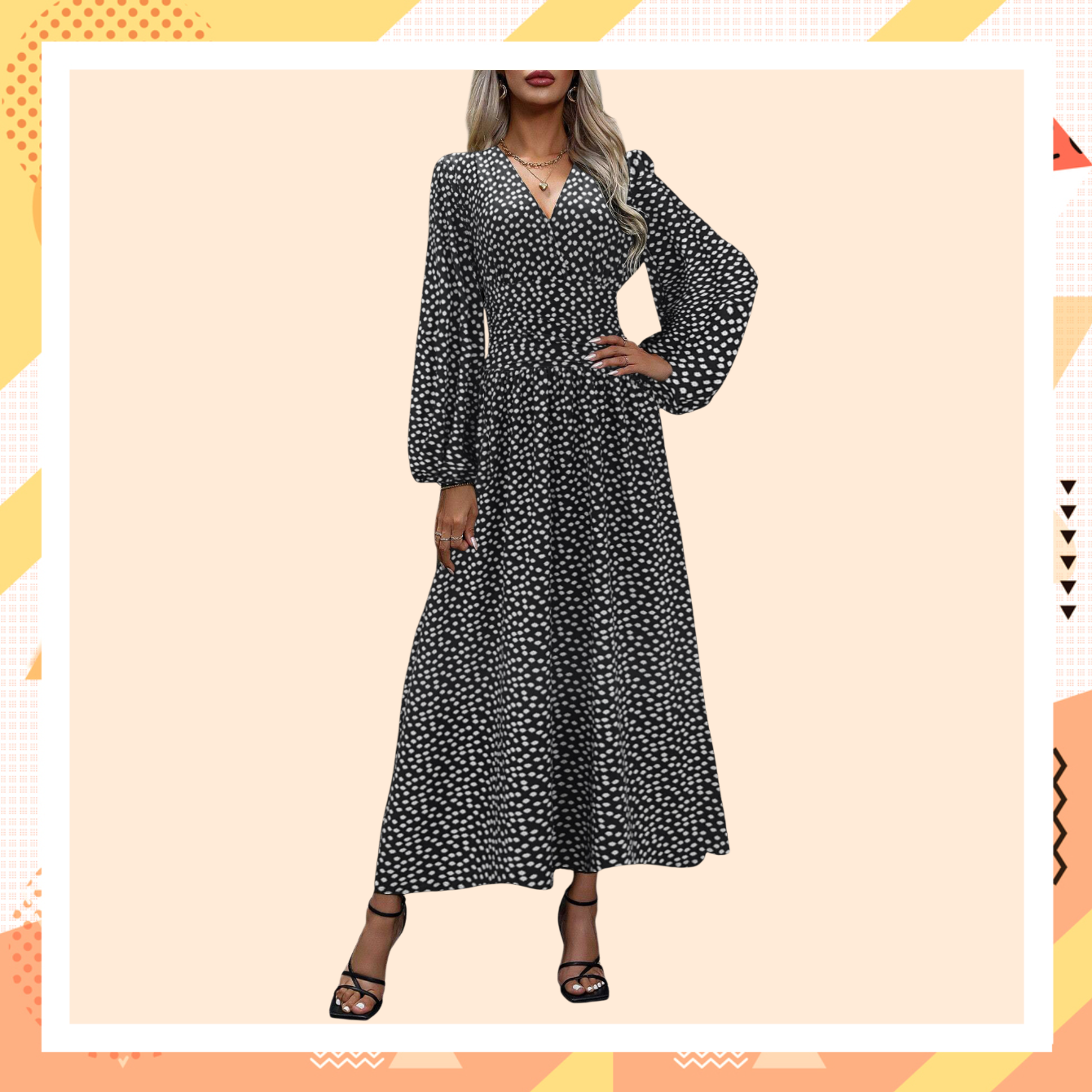 Vestido elegante de mujer con escote en V y abertura alta