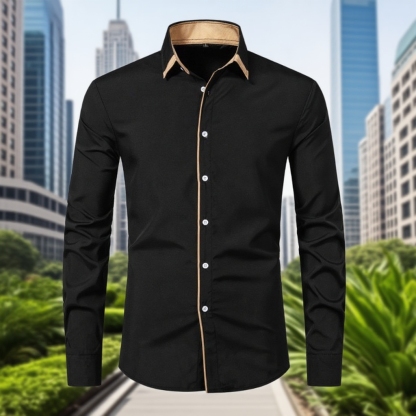 Camisa de hombre de manga larga estilo business casual con diseño combinado