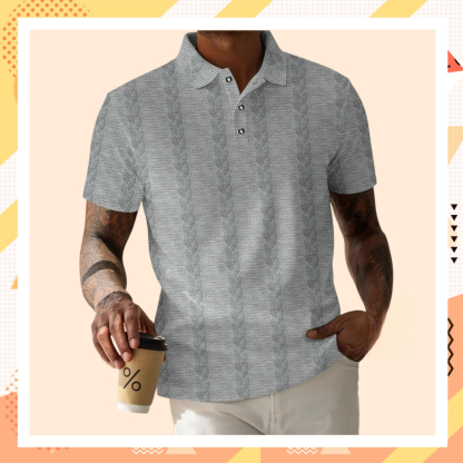 Polo de hombre sencillo y de color sólido con botones y tejido jacquard