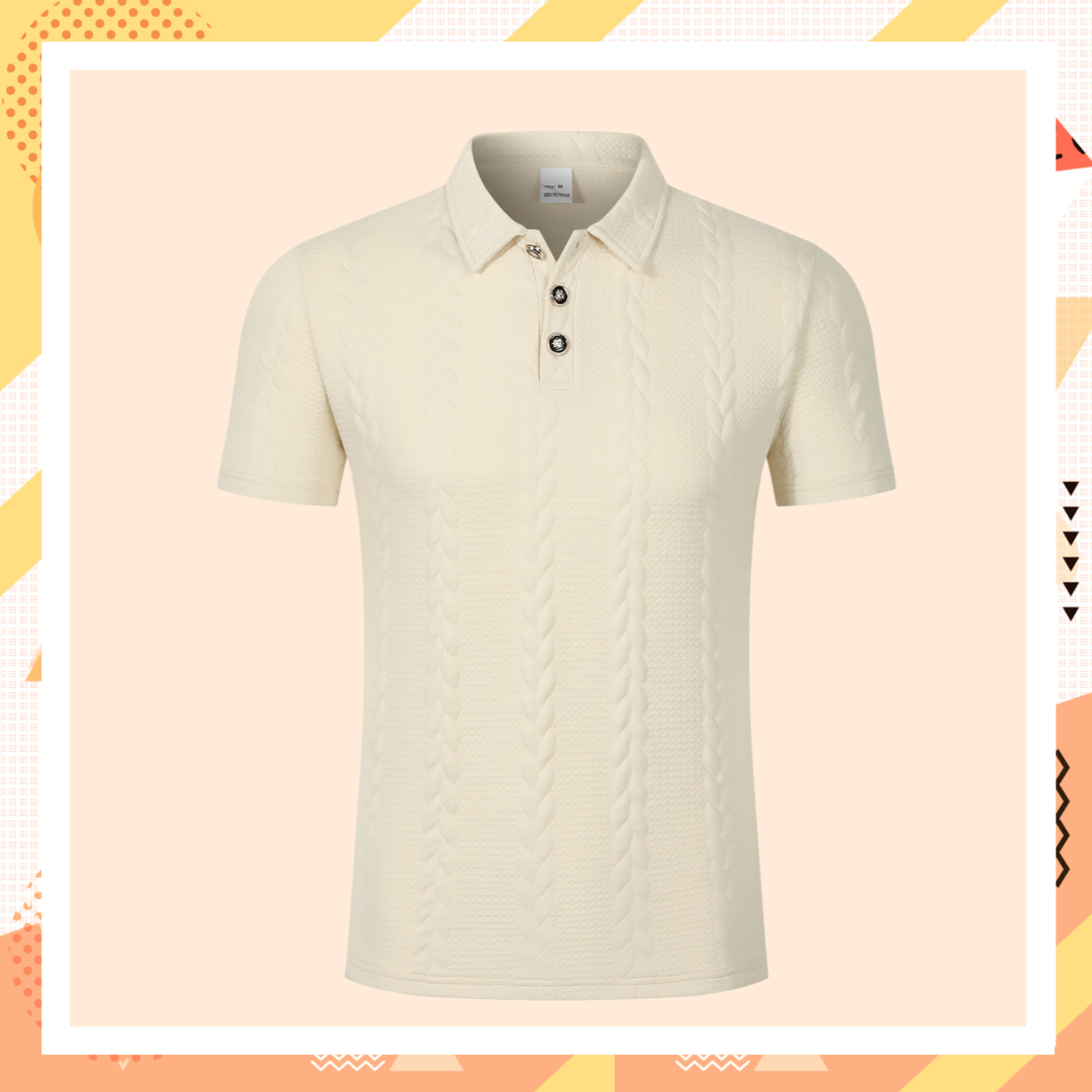 Polo de hombre sencillo y de color sólido con botones y tejido jacquard