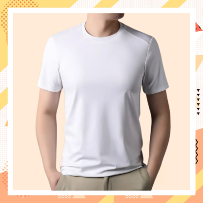 T-shirt masculina de verano, color sólido, tela fresca y antibacteriana