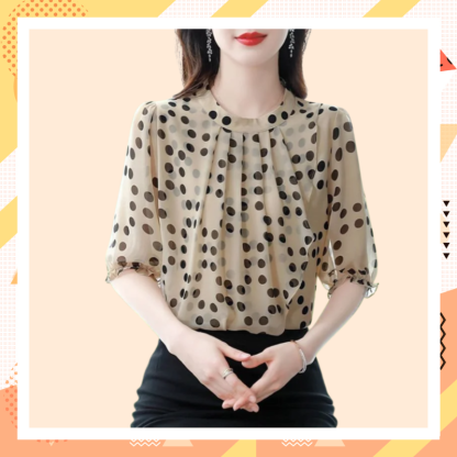 Camisa femenina de manga corta, casual y favorecedora