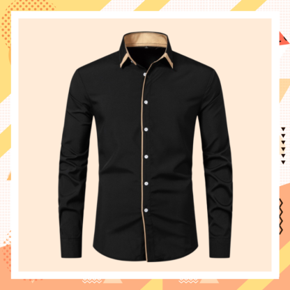 Camisa de hombre de manga larga estilo business casual con diseño combinado