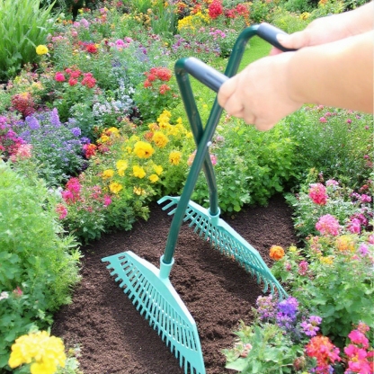 Outil de jardinage : râteau à gazon pour feuilles mortes et nettoyage du jardin