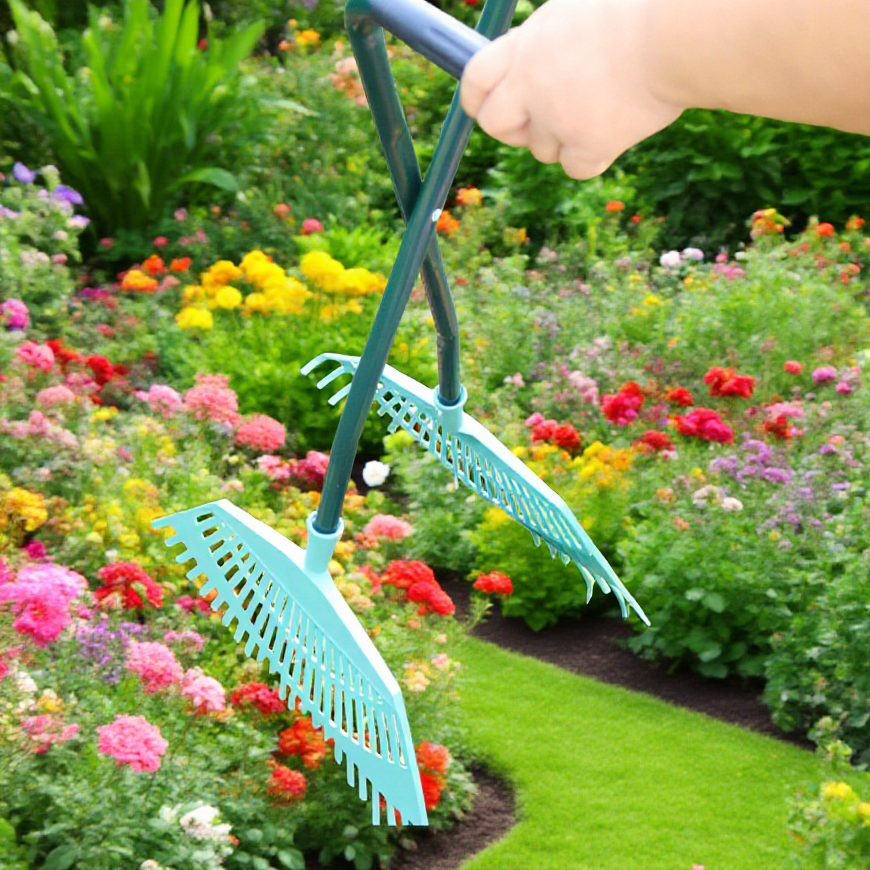 Outil de jardinage : râteau à gazon pour feuilles mortes et nettoyage du jardin
