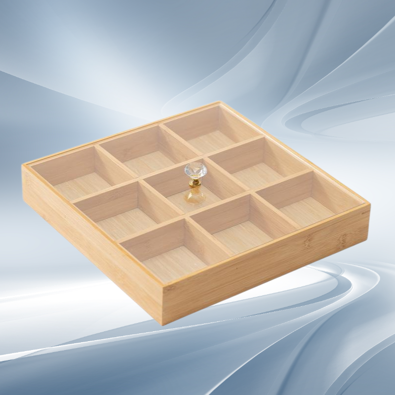  Plateau de service en bambou et acrylique, forme ronde et carrée, pour fruits secs et snacks