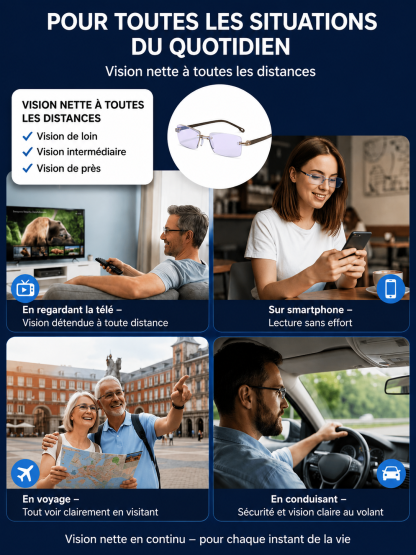 Lunettes Universelles Sans Ordonnance : Ajustement Auto 0.1s, Vision Nette de Près comme de Loin