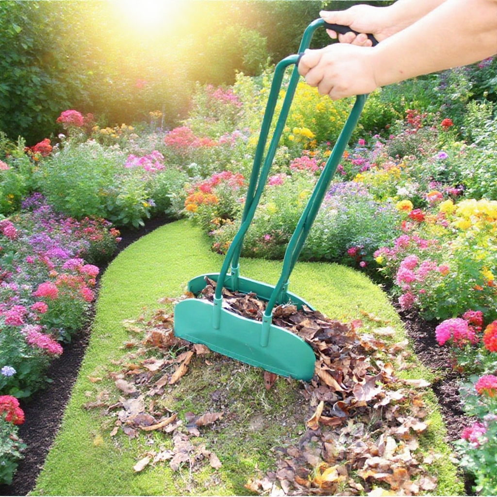 Outil de jardinage : râteau à gazon pour feuilles mortes et nettoyage du jardin