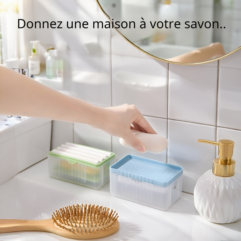 Boîte à mousse pour savon de lessive avec rouleau et brosse remplaçable