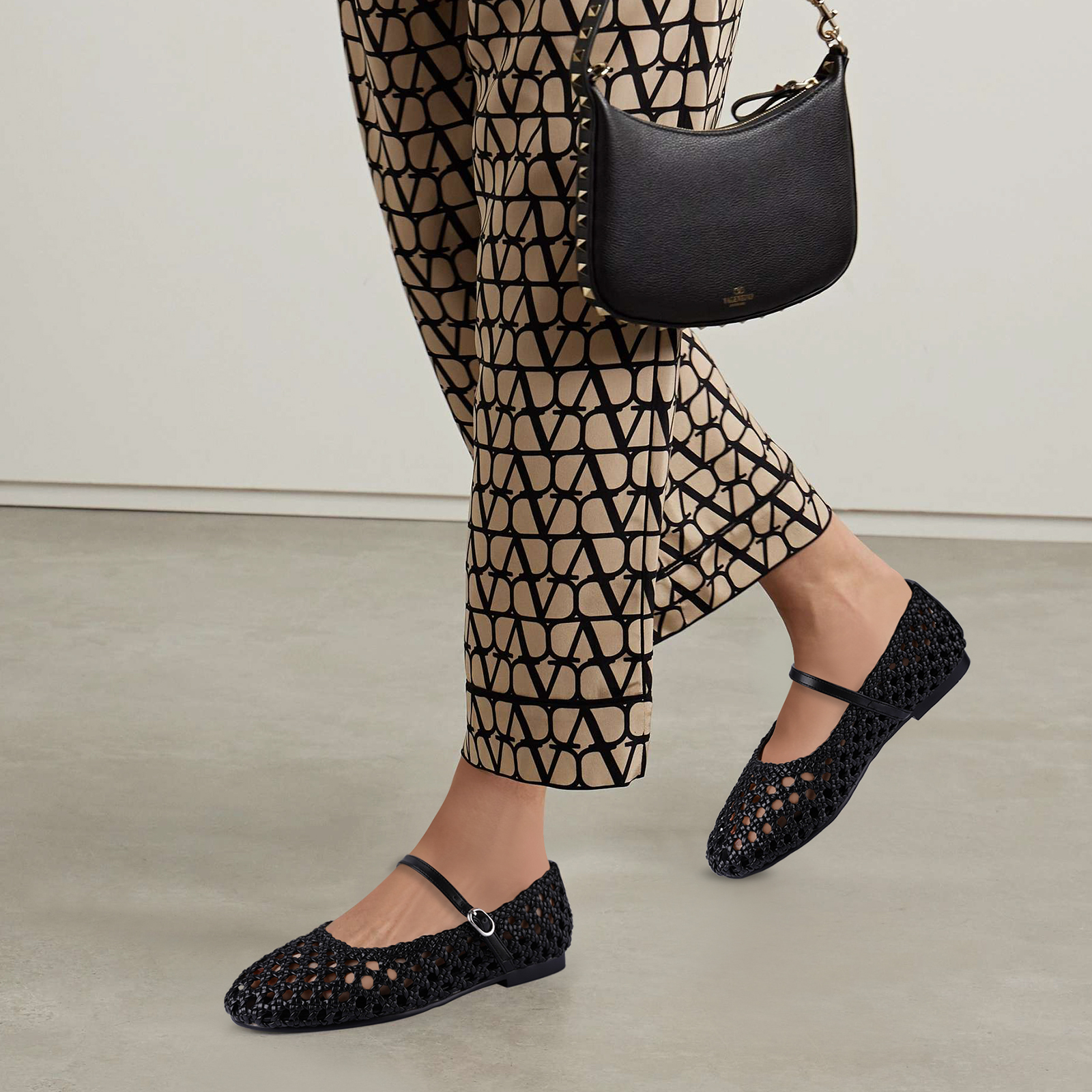 Woven Mesh Ballet Flats for Women Mary Janes Ballerina Flat Shoes