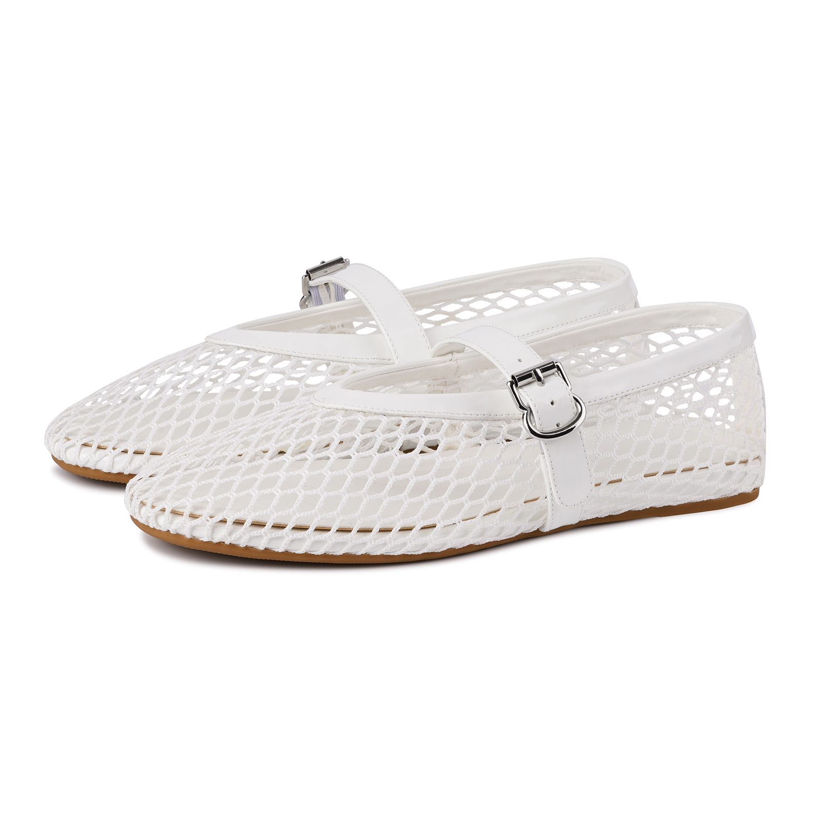 Mesh Ballet Flats for Women Fishnet Ballerina Flat Shoes