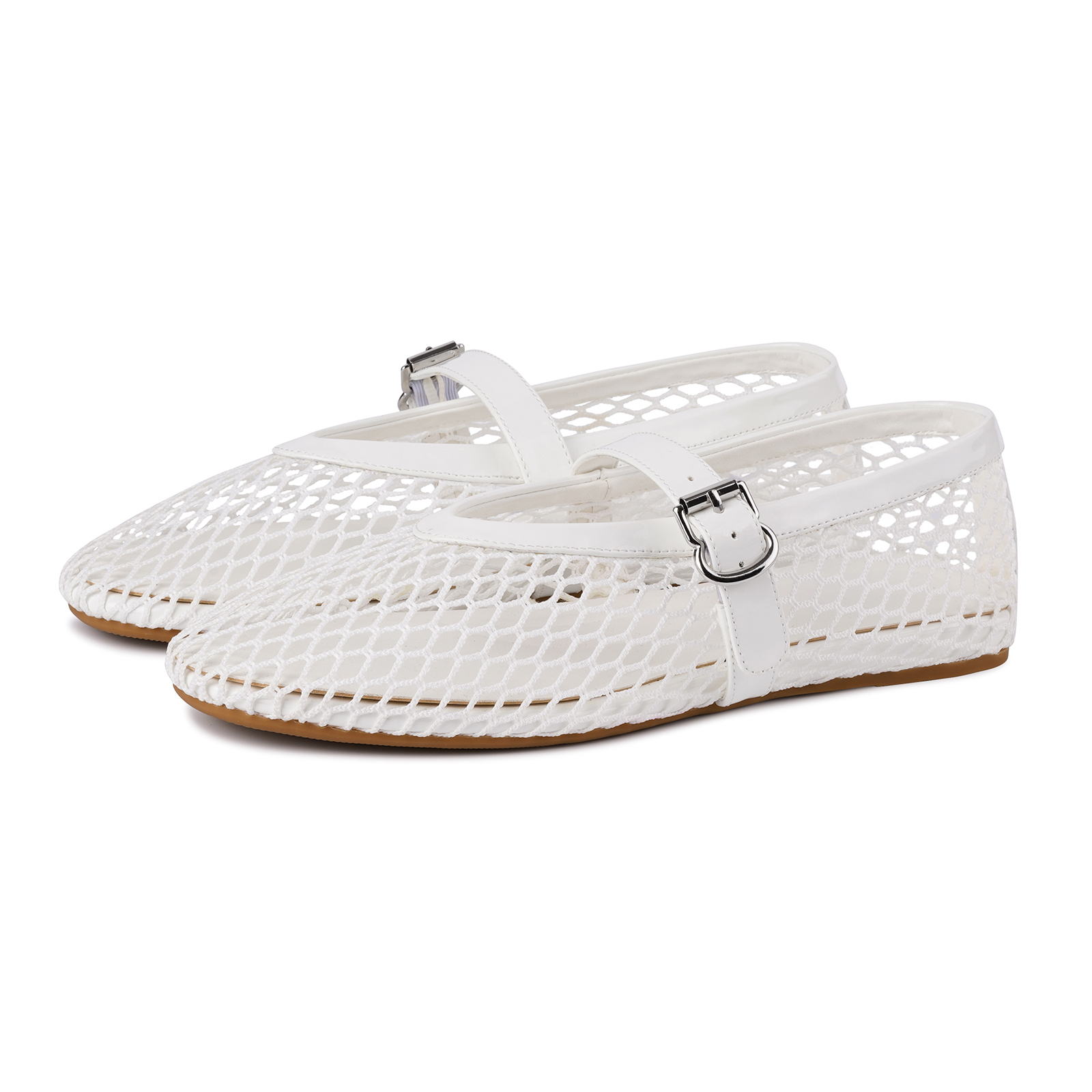 Mesh Ballet Flats for Women Fishnet Ballerina Flat Shoes