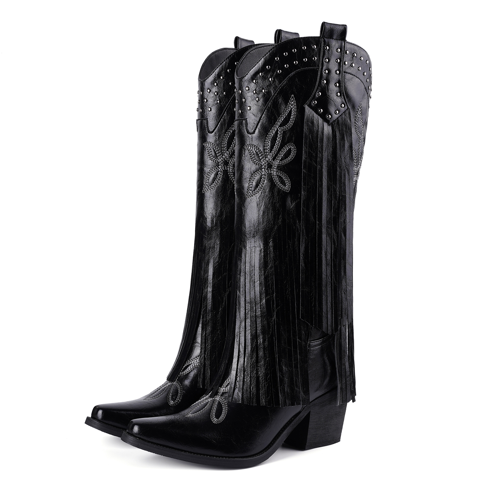 Women's Cowgirl Boots Knee High Fringe Boots