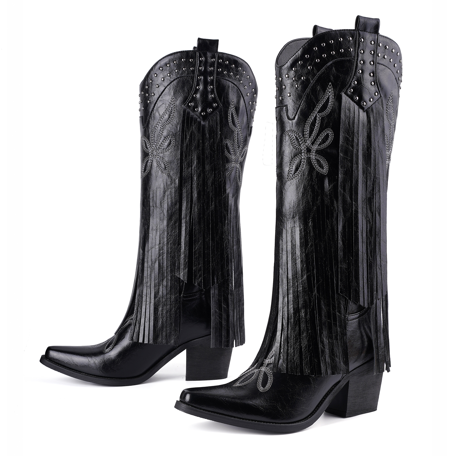 Women's Cowgirl Boots Knee High Fringe Boots