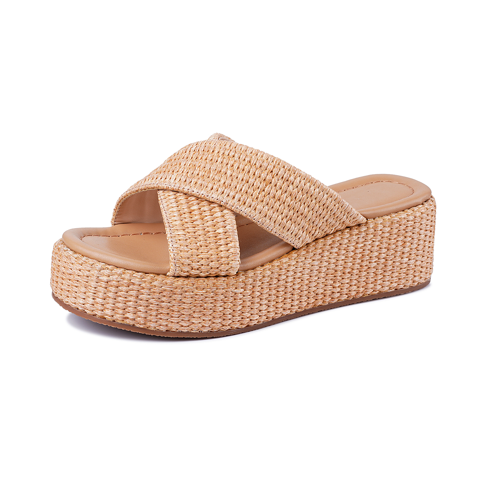 Platform Woven Sandals for Women Raffia Espadrille Slip on Summer Beach Sandals