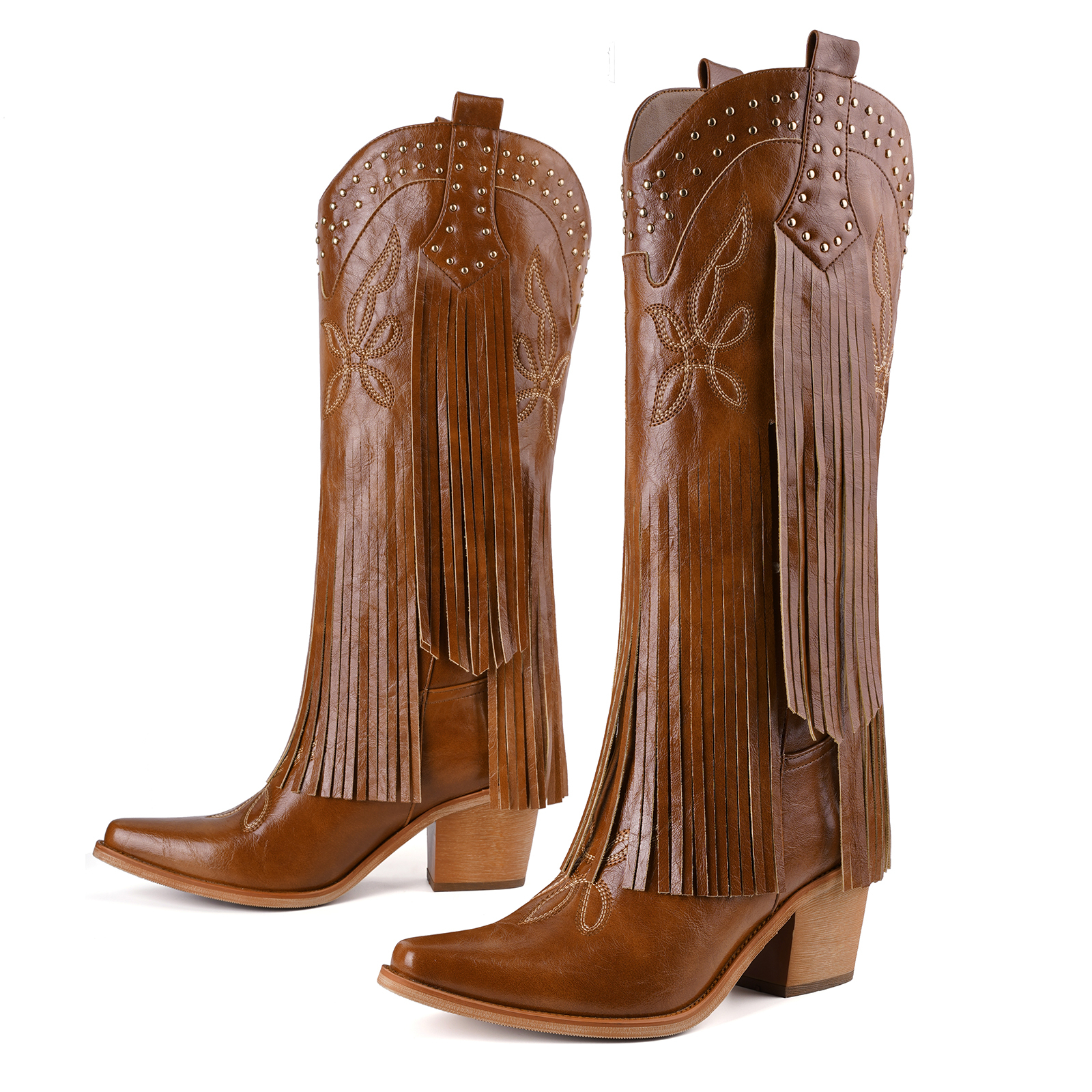 Women's Cowgirl Boots Knee High Fringe Boots
