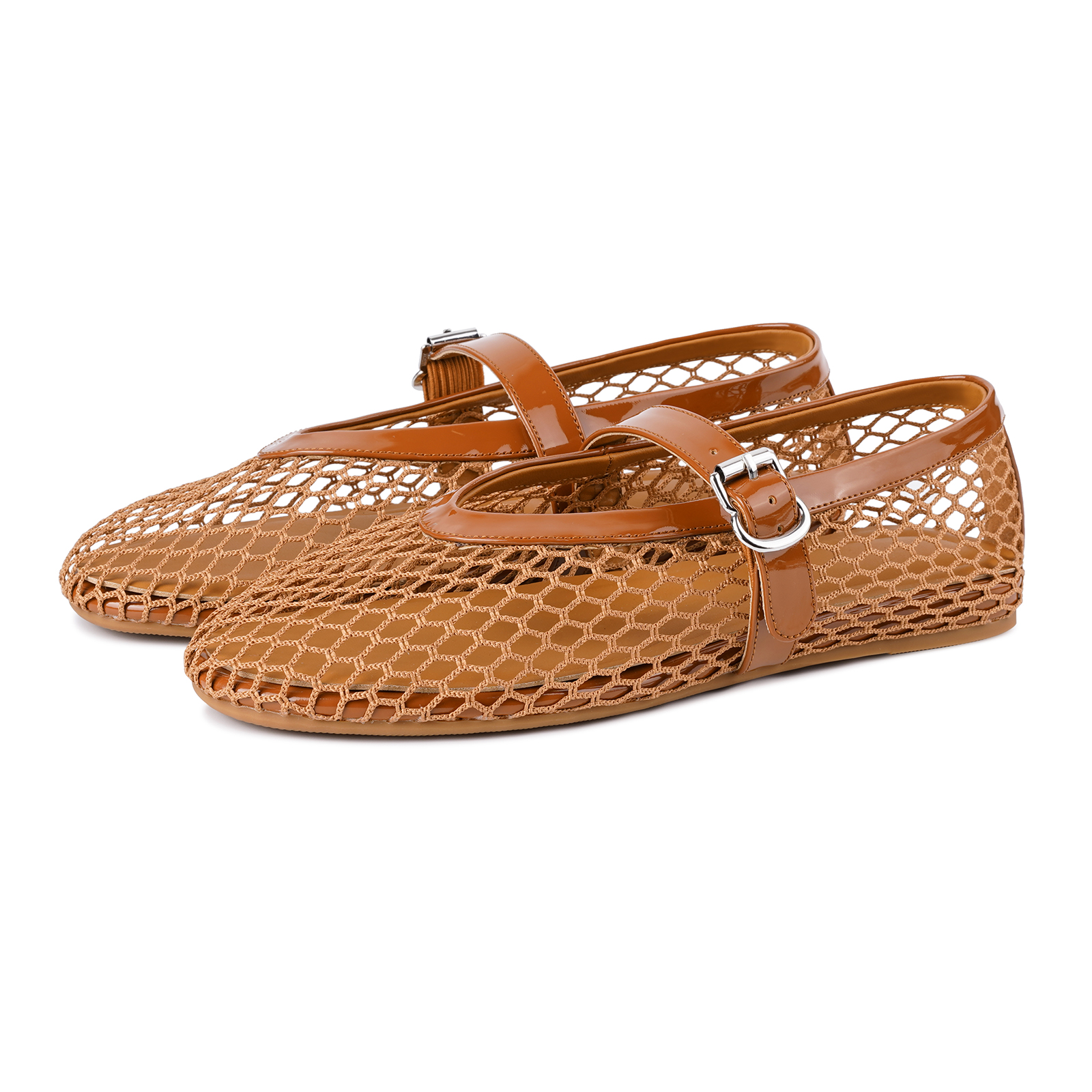 Mesh Ballet Flats for Women Fishnet Ballerina Flat Shoes
