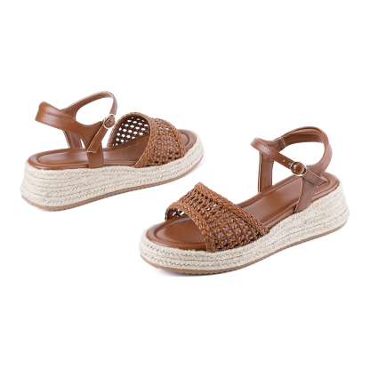 Women's Boho Espadrille Raffia Wedge Platform Sandals Woven Sandals
